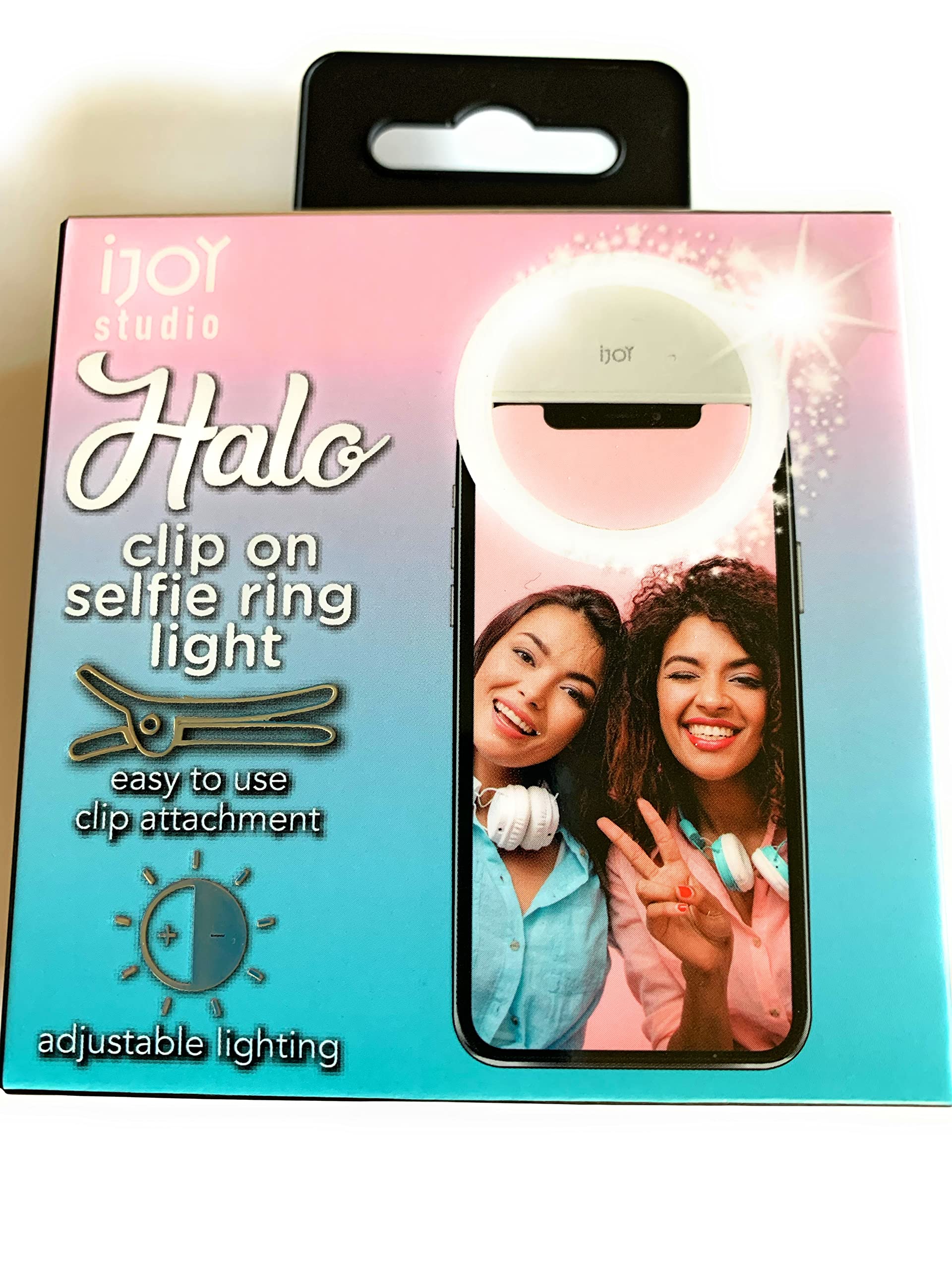 Ijoy Halo Rechargeable Clip On Selfie Ring Light With Adjustable Lighting
